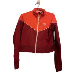 Nike Jacket Womens Sz Small Heritage Track Crop Full Zip Long Sleeve
